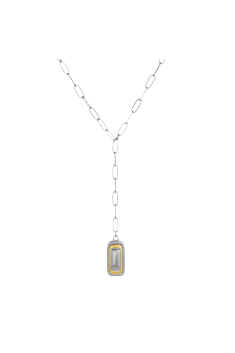Noa Lariat Necklace, Main, color, Silver Two Tone