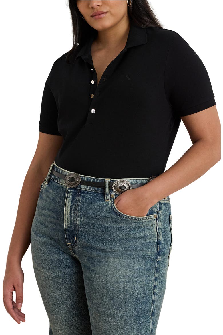 Athleisure Stretch Cotton Piqué Polo, Main, color, POLO BLACK