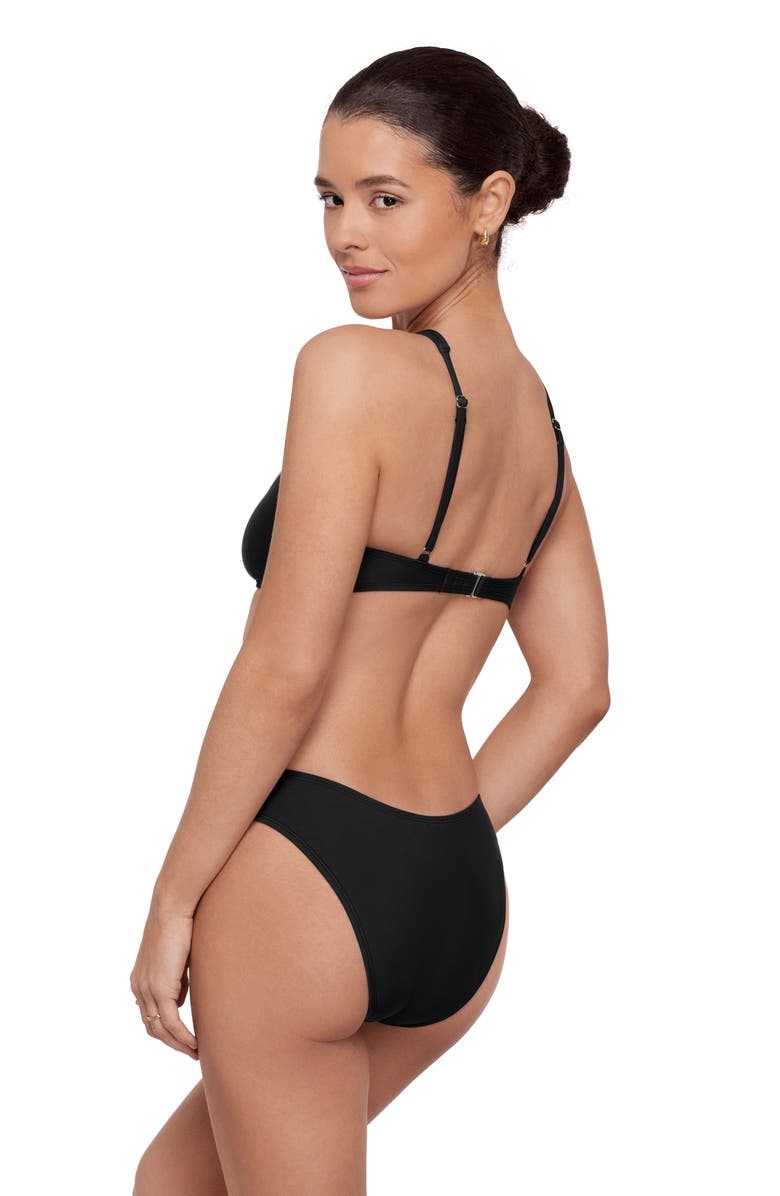 Aqua Green Criss Cross Assymetrical Bralette Bikini Set, Alternate, color, Black