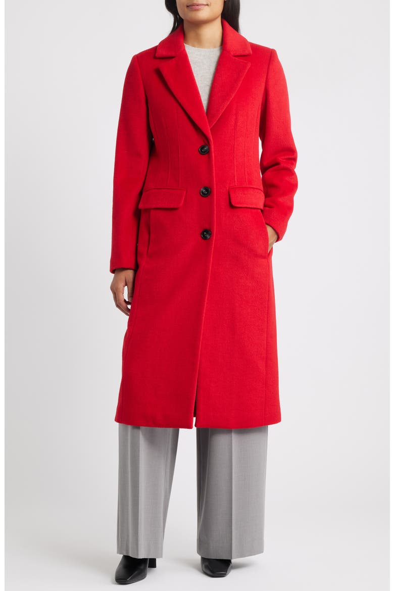 Structured Wool Blend Coat, Main, color, TANGO RED