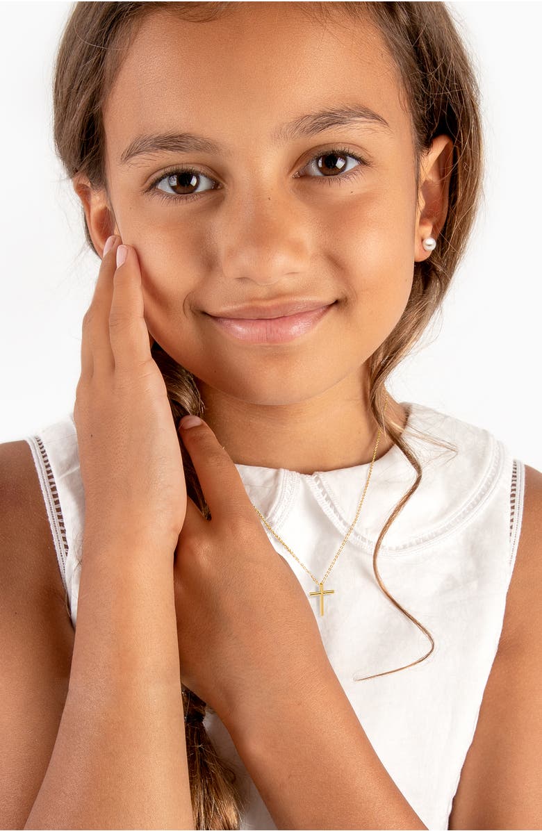 Tiny Blessings 14K Gold Rounded Cross 12-14" Necklace, Alternate, color, 14K Yellow Gold