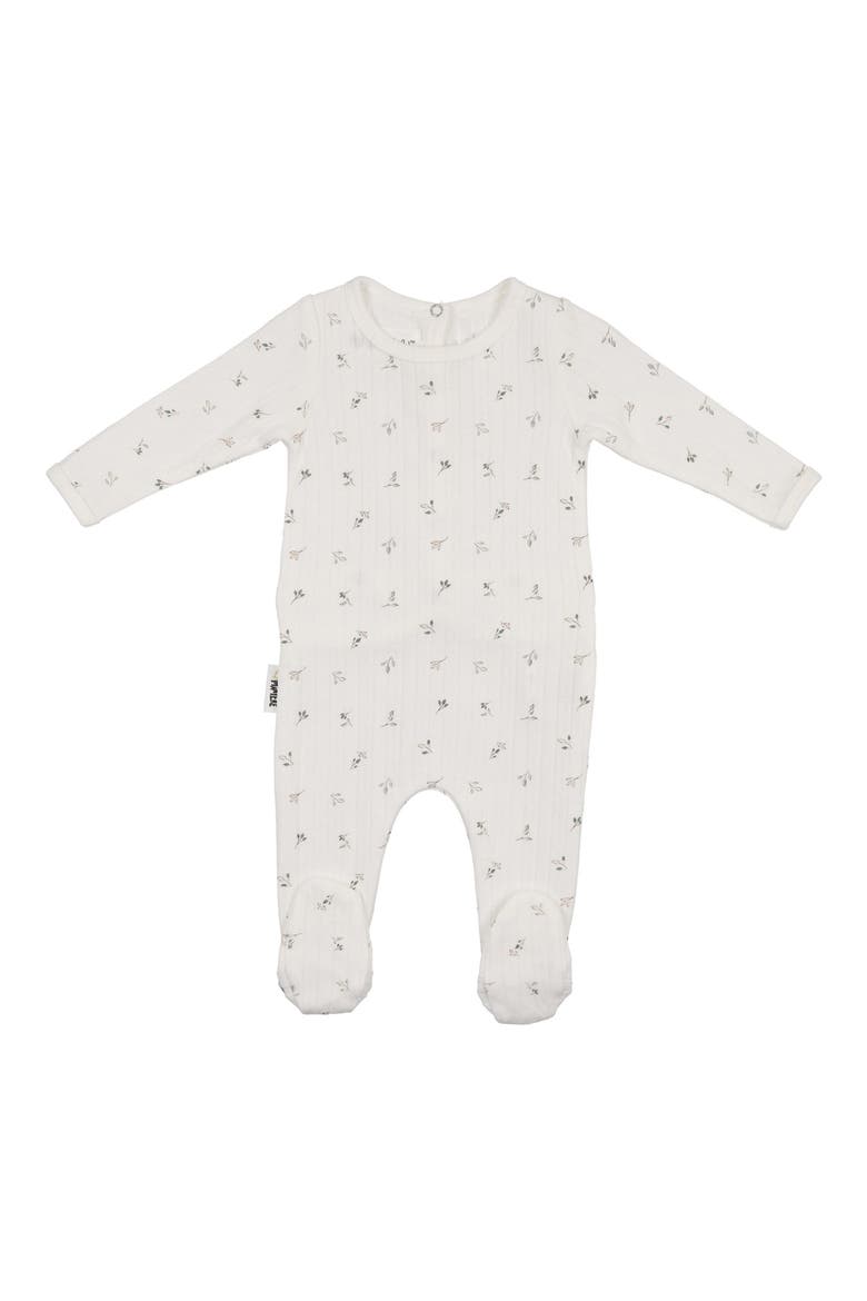 Pointelle Leaves Footie, Main, color, IVORY