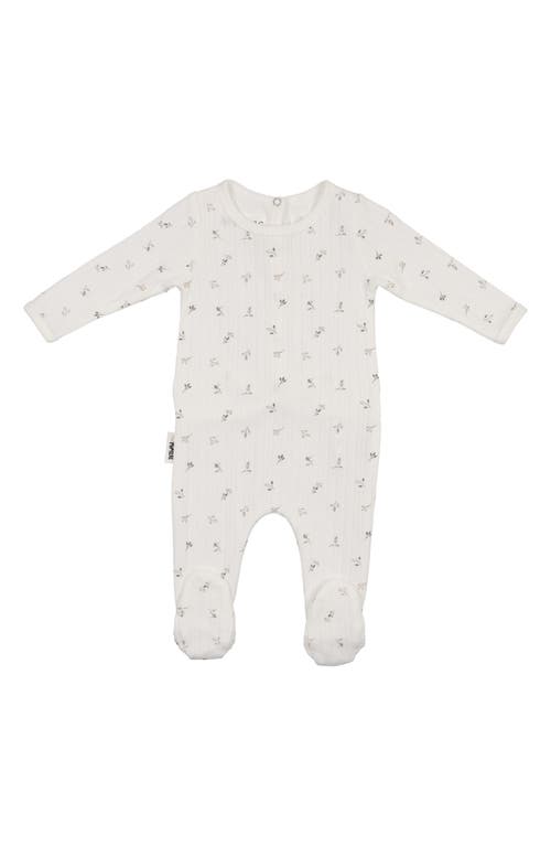 Maniere Manière Pointelle Leaves Footie In White