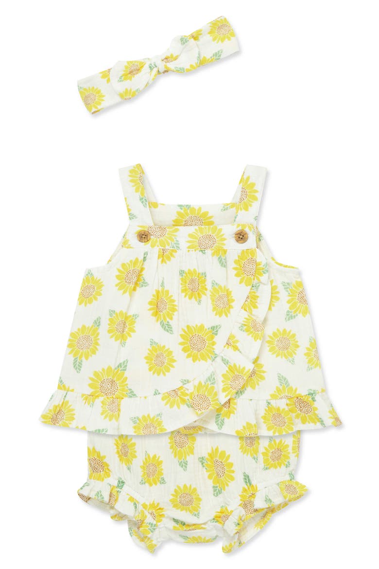 Sunflower Top, Shorts & Headband Set, Alternate, color, YELLOW
