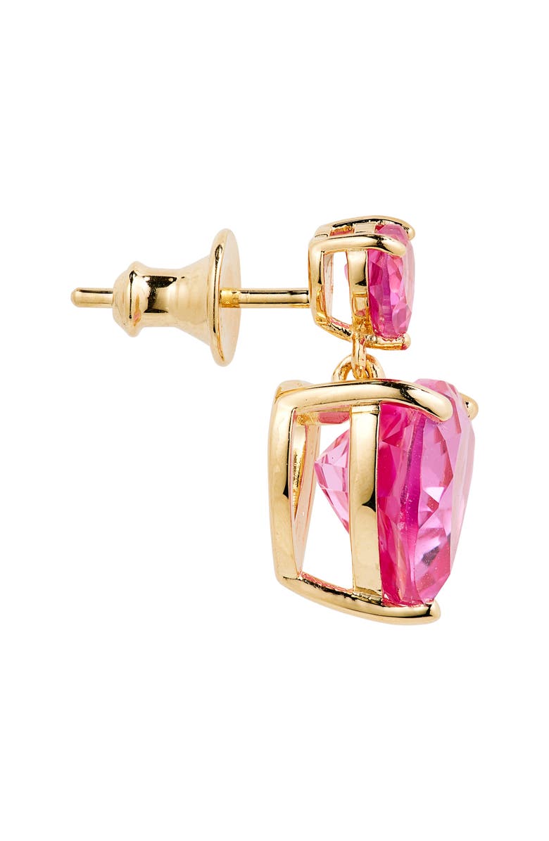 JUDITH LEIBER COUTURE Crystal Heart Drop Earrings, Alternate, color, Pink