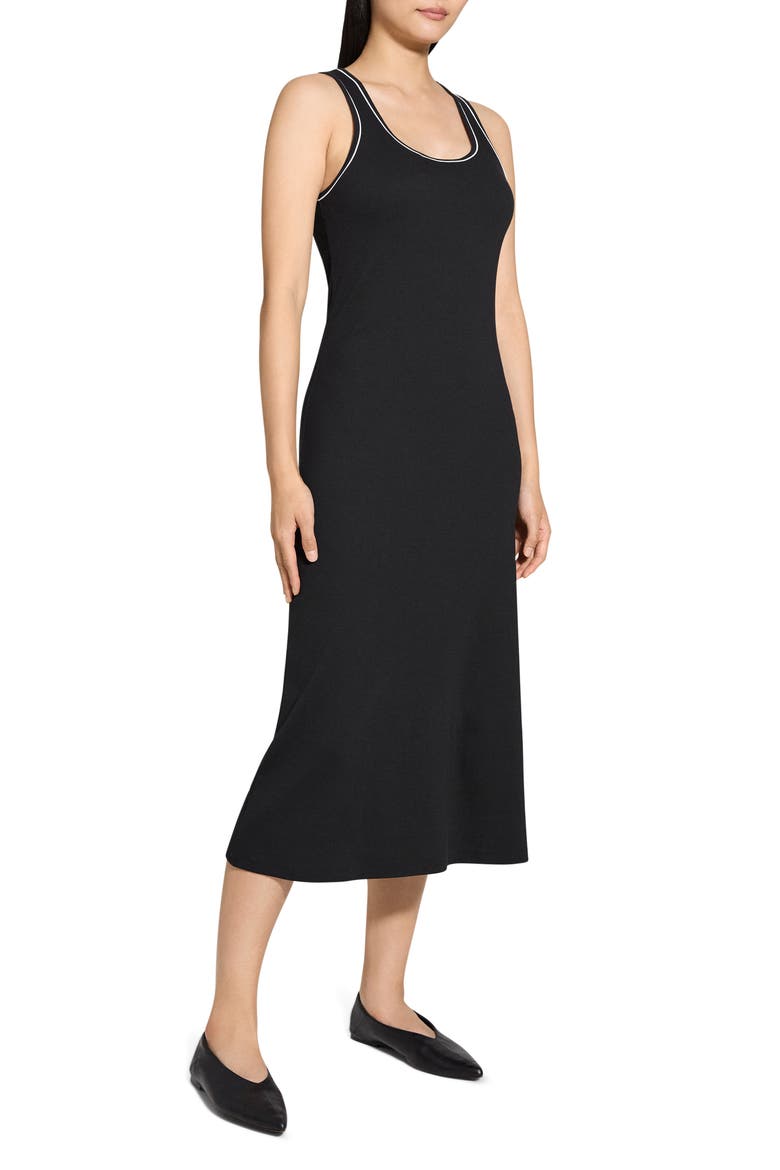 Contrast Tipped Rib Tank Dress, Alternate, color, BLACK