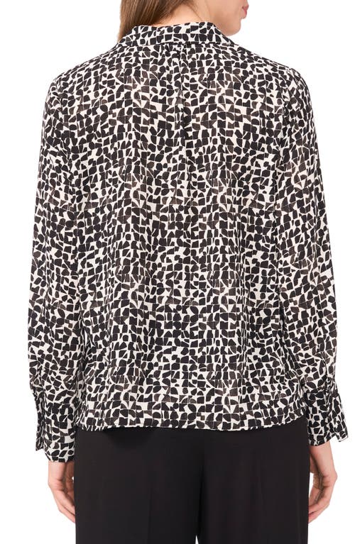 Halogenr Halogen(r) Geo Print Crepe Button-up Shirt In Rich Black