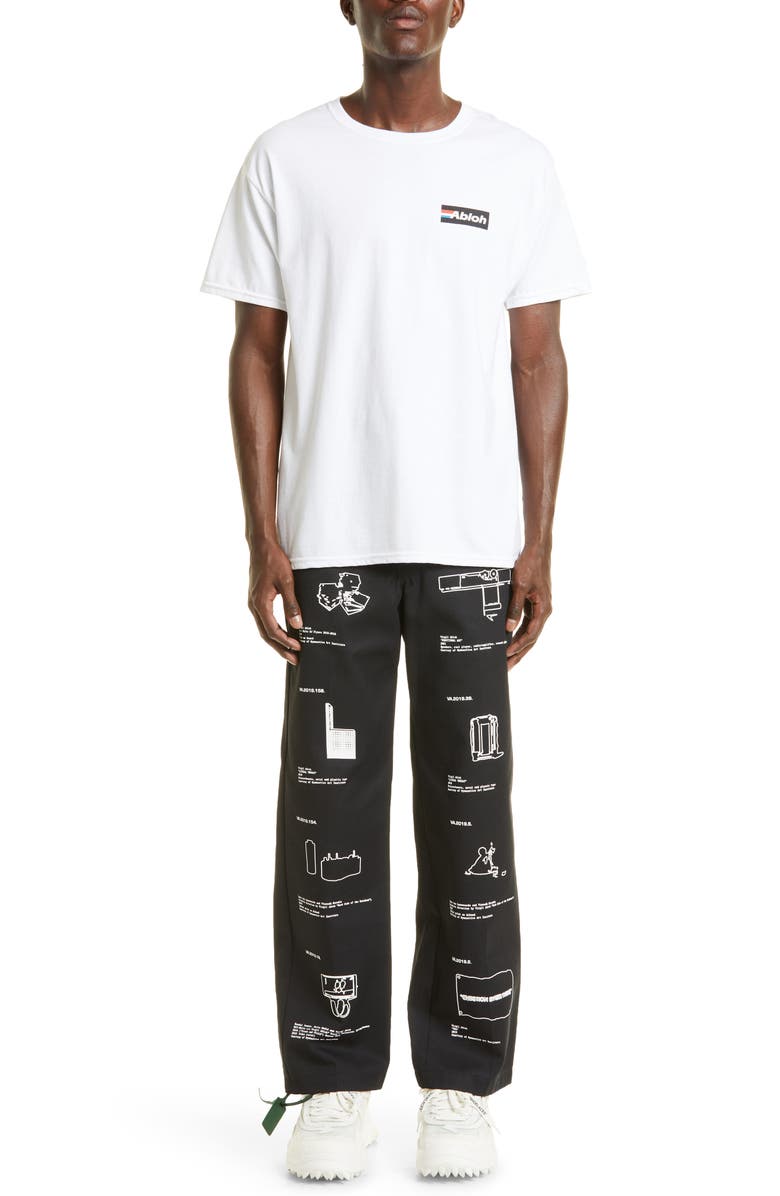 Canary Yellow Gender Inclusive Abloh Stripe Logo Graphic Tee, Alternate, color, White