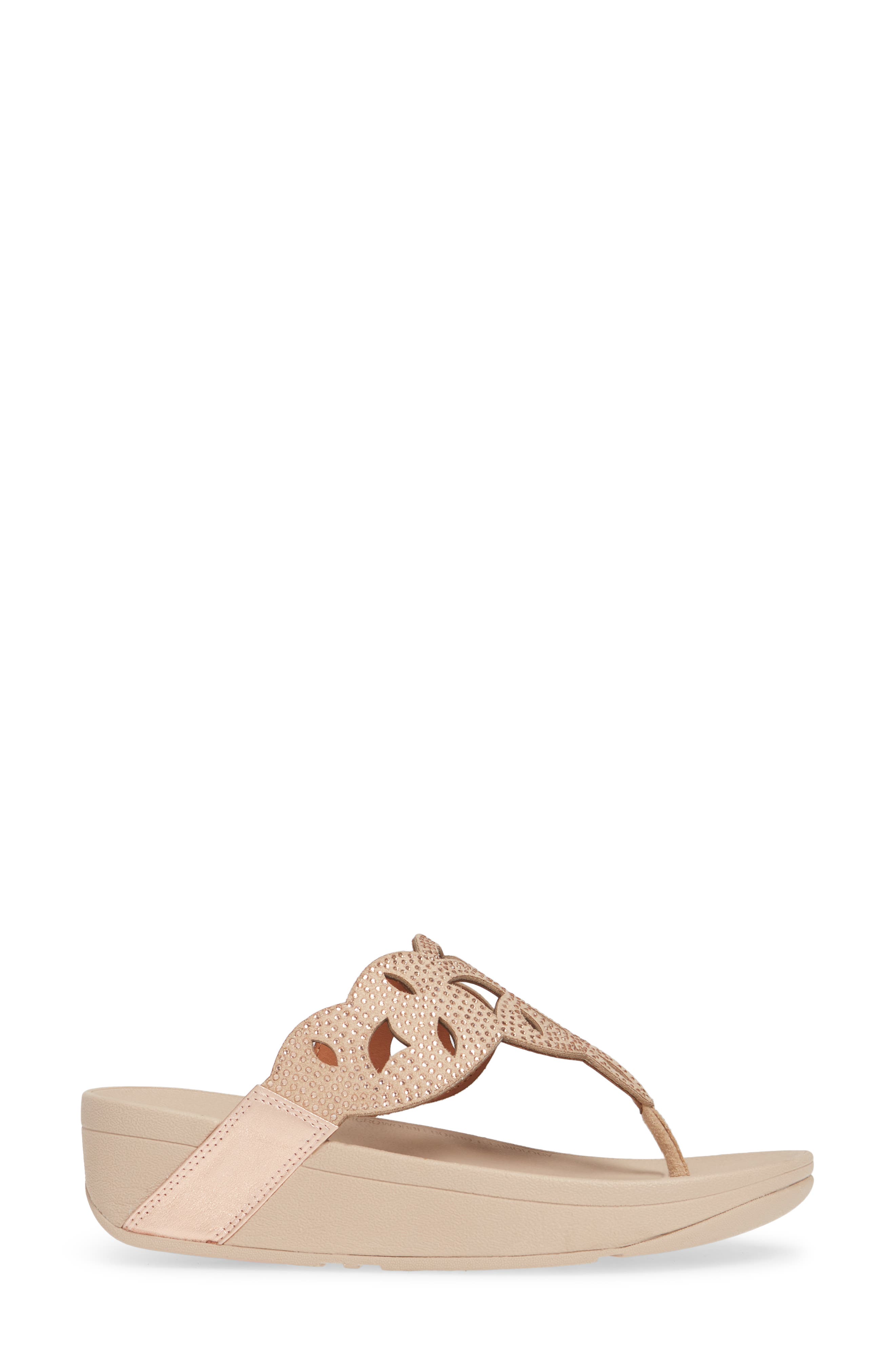 Elora Crystal Flip Flop, Alternate, color, ROSE GOLD LEATHER