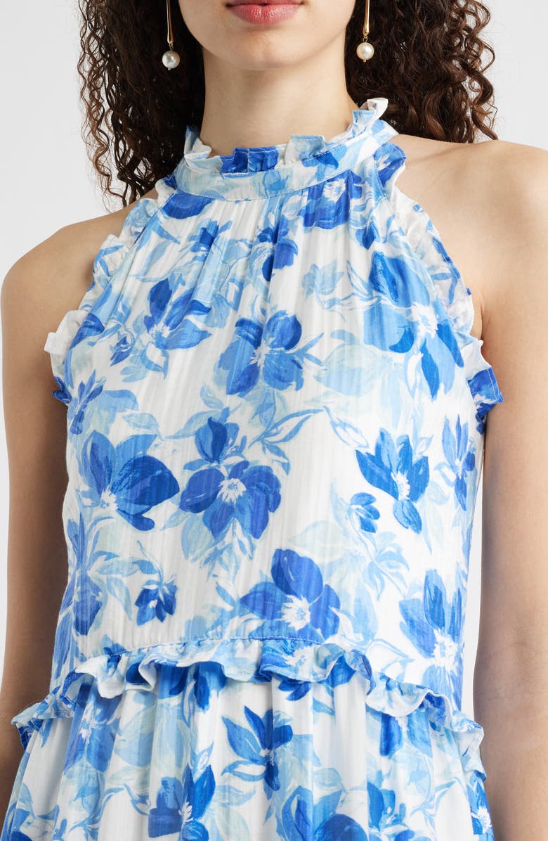 Chelsea28 Ruffle Trim Sleeveless Maxi Dress, Alternate, color, Blue Gabby Floral