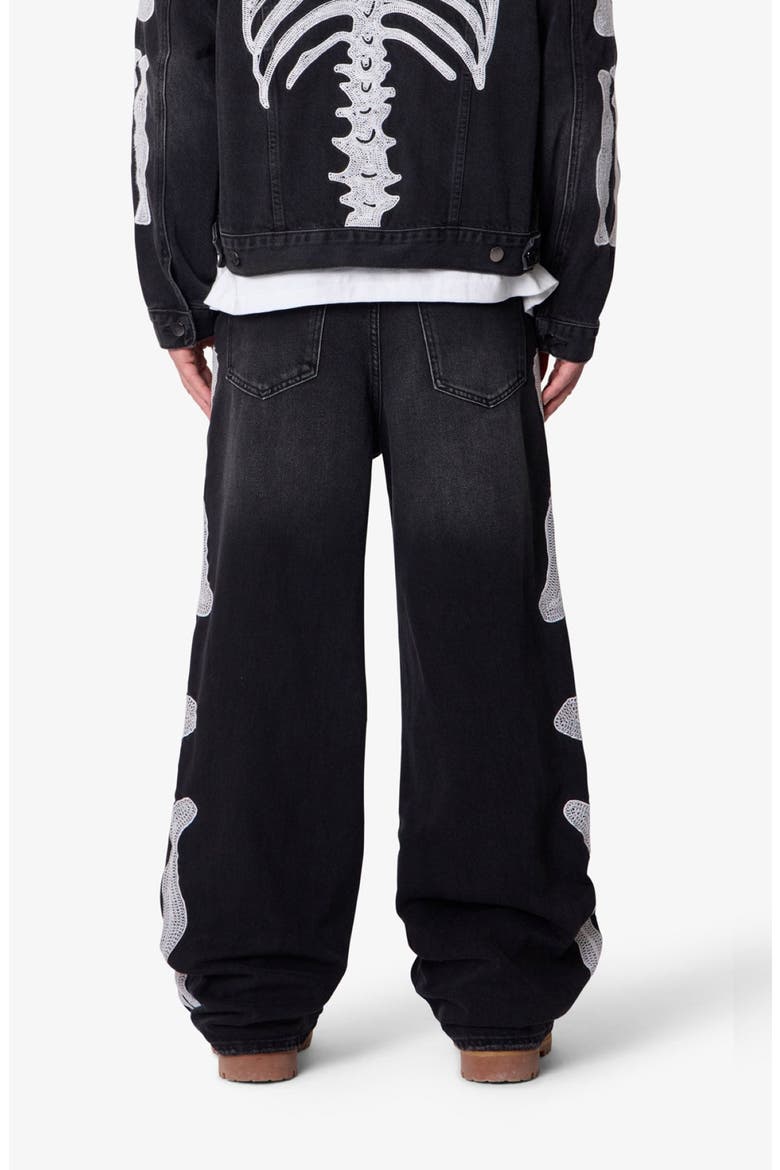 Raw Skeleton Distressed Ultra Baggy Jeans, Alternate, color, WASHED BLACK