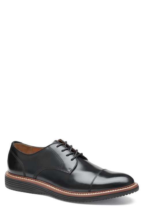Johnston & Murphy Upton Cap Toe Derby In Black Full Grain