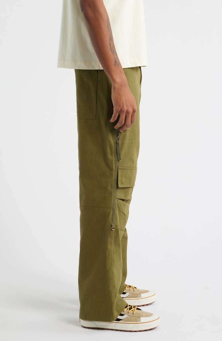 JUNGLES Stash Relaxed Wide Leg Cotton Twill Cargo Pants, Alternate, color, Green
