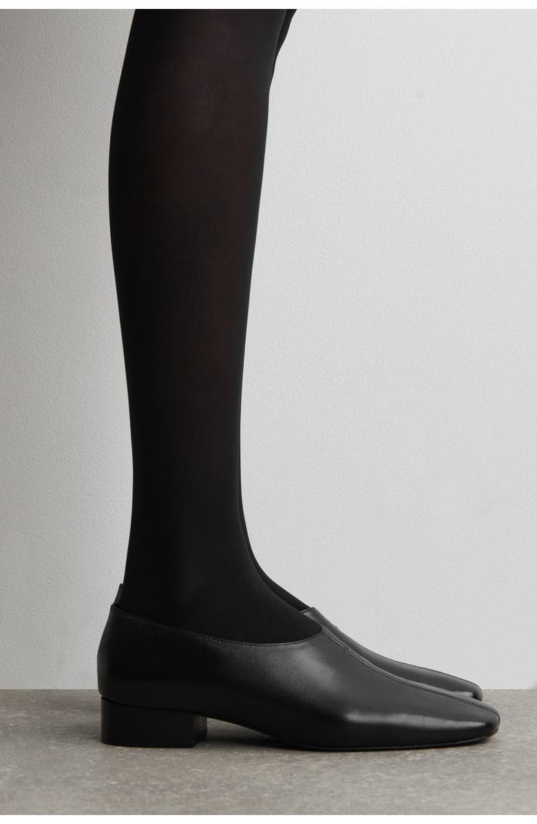 COS Square-Toe Leather Heeled Shoes, Alternate, color, Black