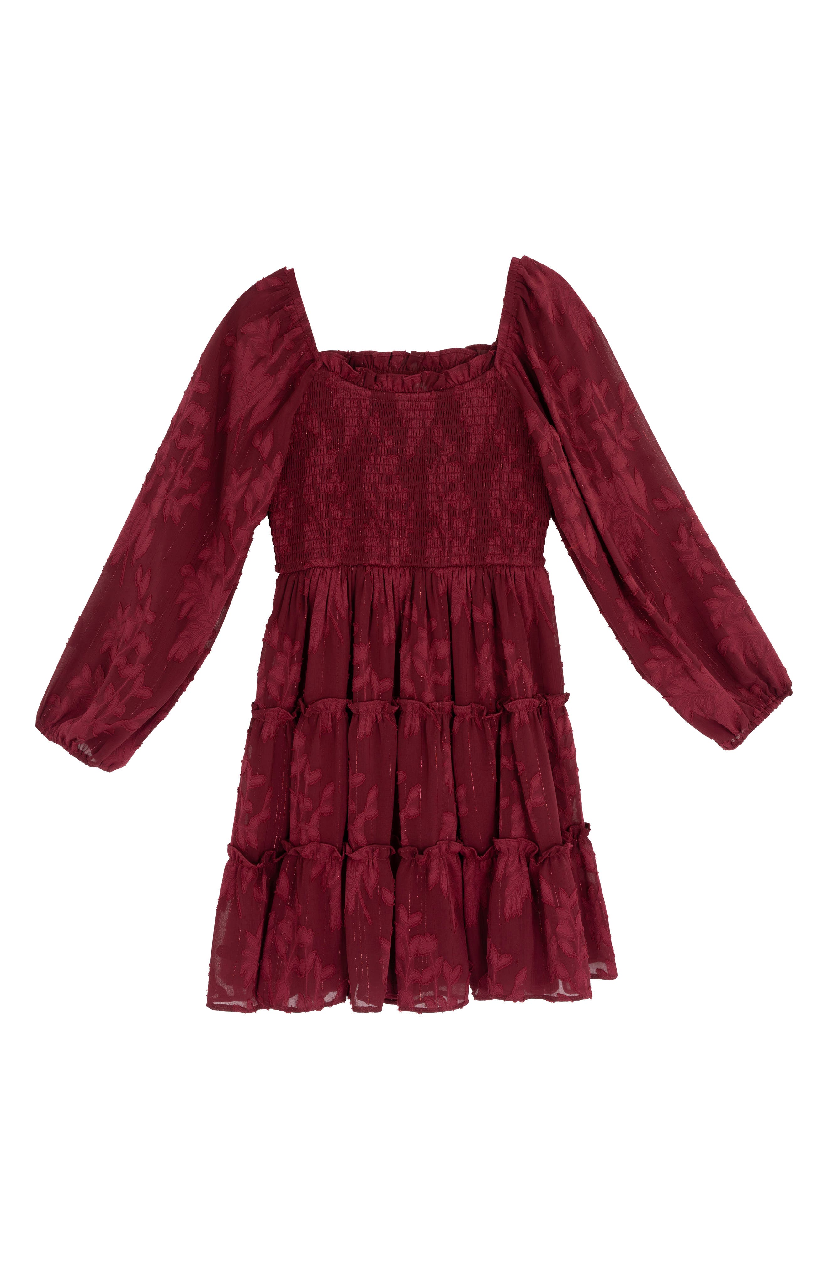 Rare Editions Kids' Burnout Chiffon Long Sleeve Dress