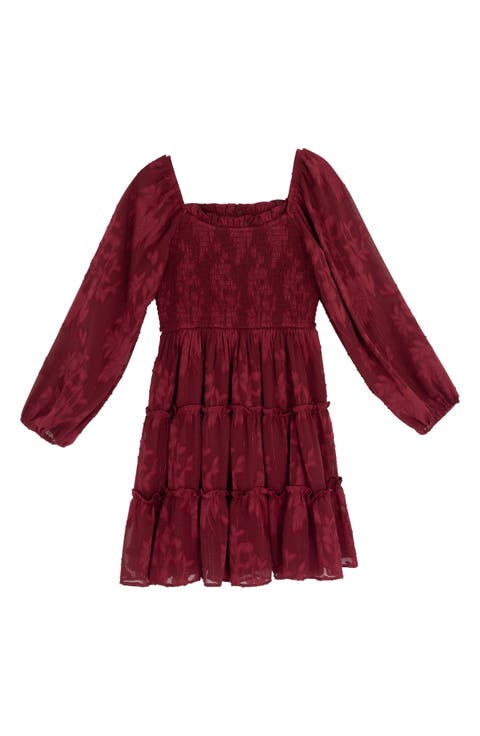 Kids' Burnout Chiffon Long Sleeve Dress (Big Kid)