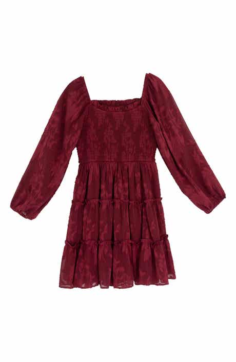 Rare Editions Kids' Burnout Chiffon Long Sleeve Dress