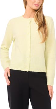 Halogen® Fuzzy Crewneck Cardigan