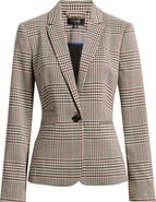 Tahari ASL One-Button Plaid Blazer