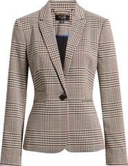 Tahari ASL One-Button Plaid Blazer