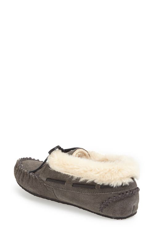 Minnetonka Cabin Bootie Womens Faux Fur Slip-on Moccasins In Gray