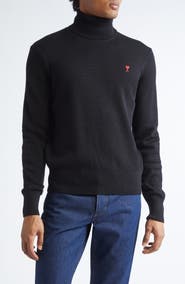 AMI PARIS Ami De Coeur Merino Wool Turtleneck Sweater