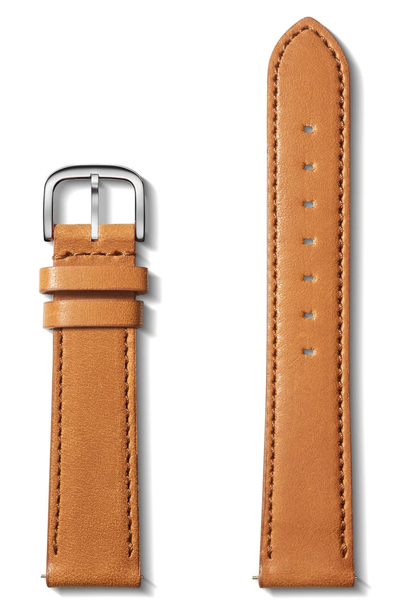 Shinola 18mm Bourbon Essex Leather Watch Strap, Main, color, 