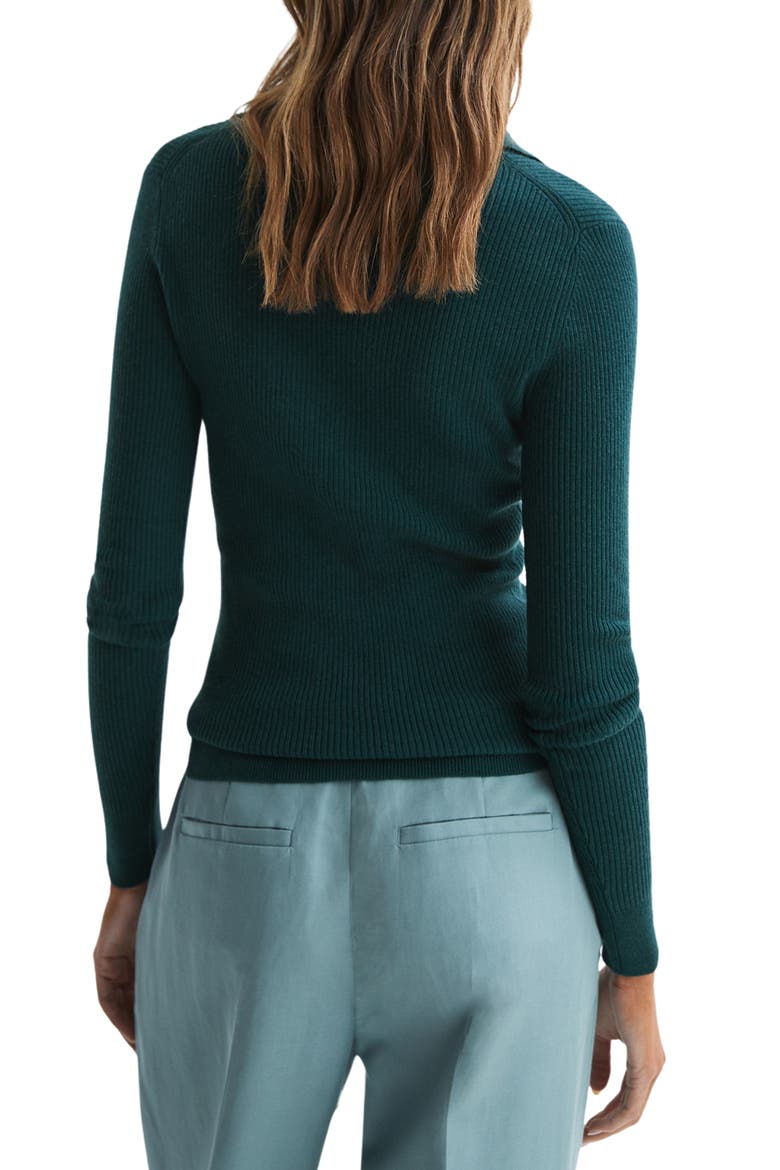 Sienna Rib Wool Blend Polo Sweater, Alternate, color, GREEN