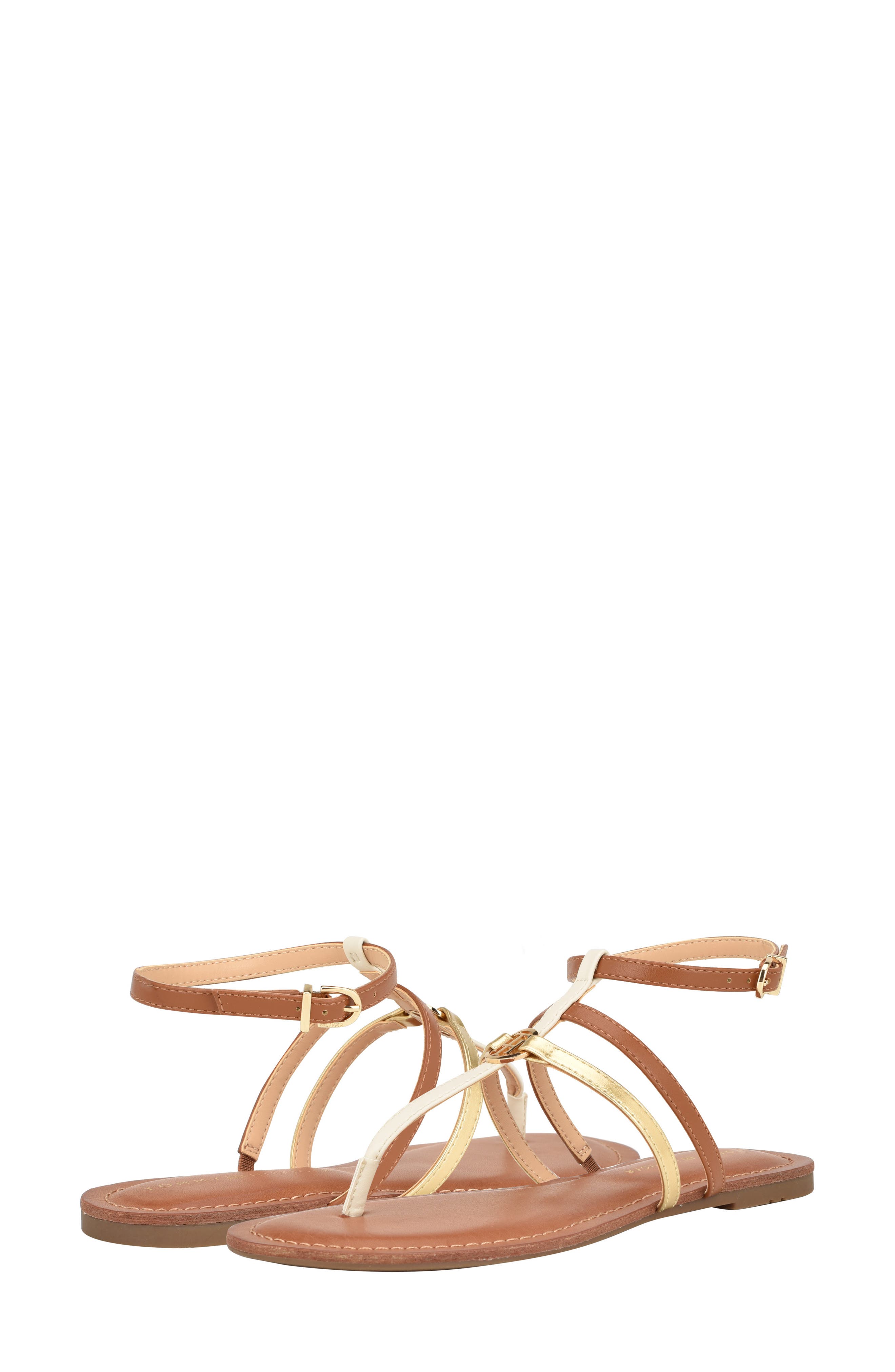 Lincoe T-Strap Sandal, Alternate, color, BRITISH TAN/CHIC CREAM/GOLD