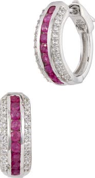 SAVVY CIE JEWELS Stone Hoop Earrings