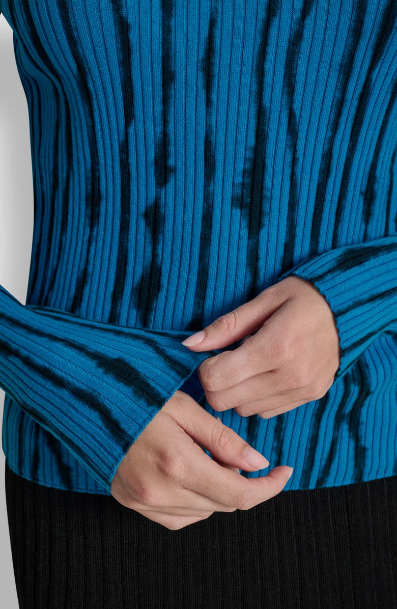 DKNY Dye Print Rib Sweater, Alternate, color, Blue Placed Graffiti