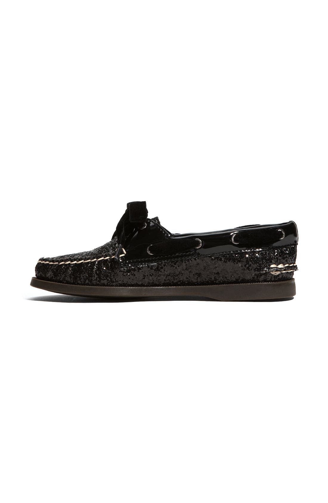 Sperry Top-Sider® 'Authentic Original Glitter' Boat Shoe, Alternate, color, BLACK GLITTER