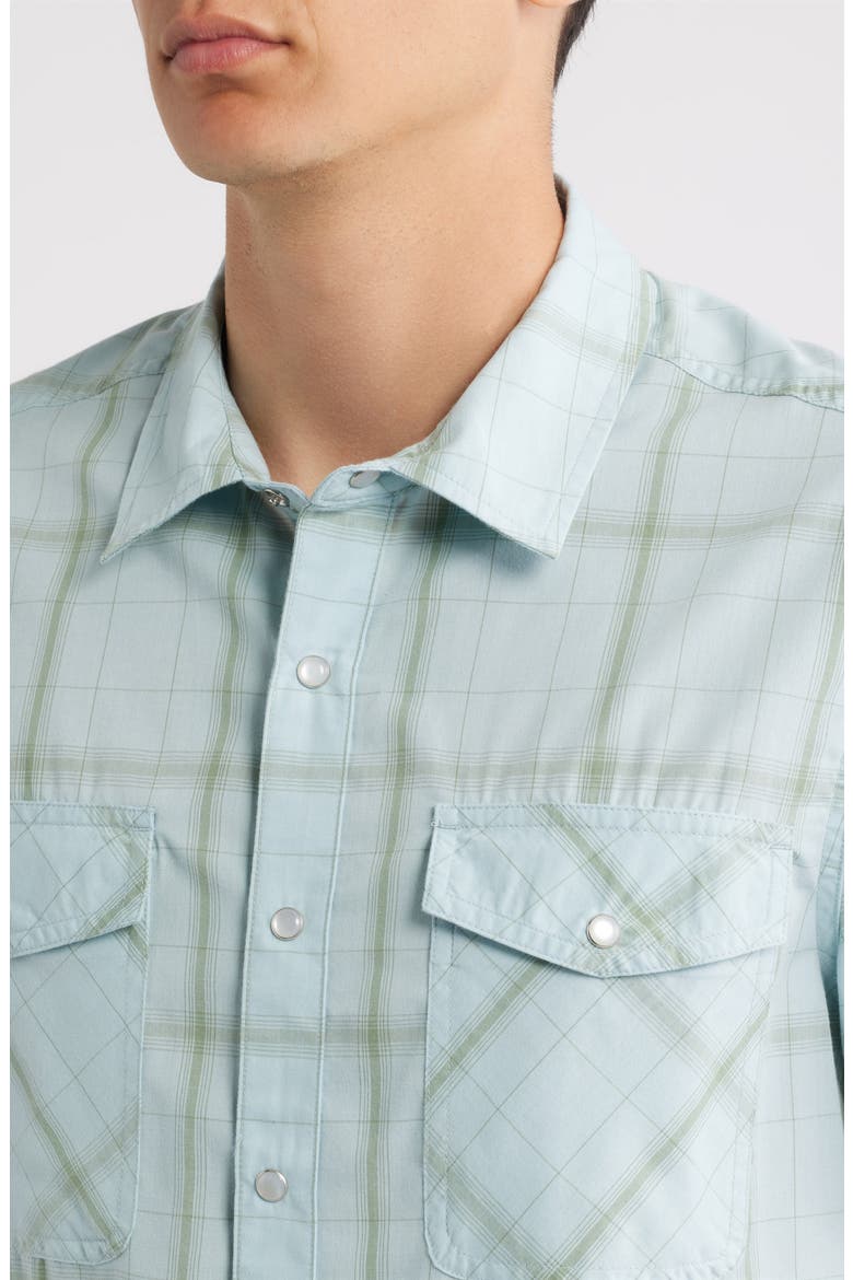The Breezy Wayne Plaid Short Sleeve Shirt, Alternate, color, SEAFOAM PLAID