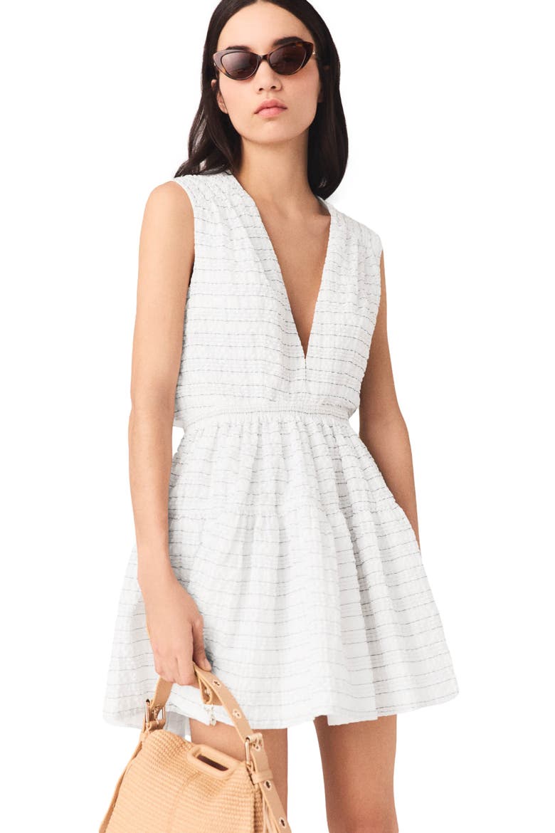 Short flared open-back dress, Alternate, color, White