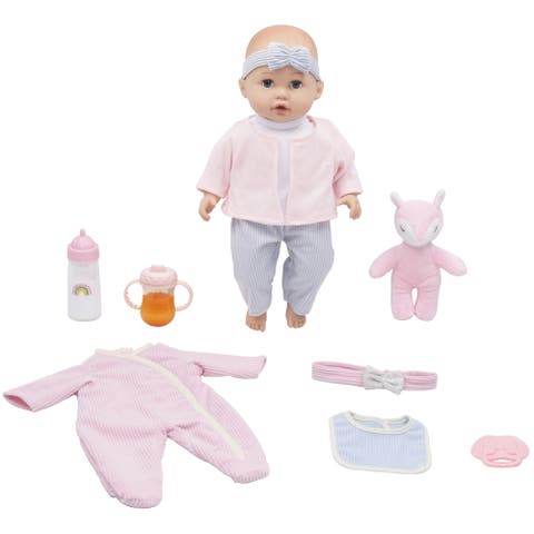 14" Baby Doll Care Playset With Clothing & Accessories