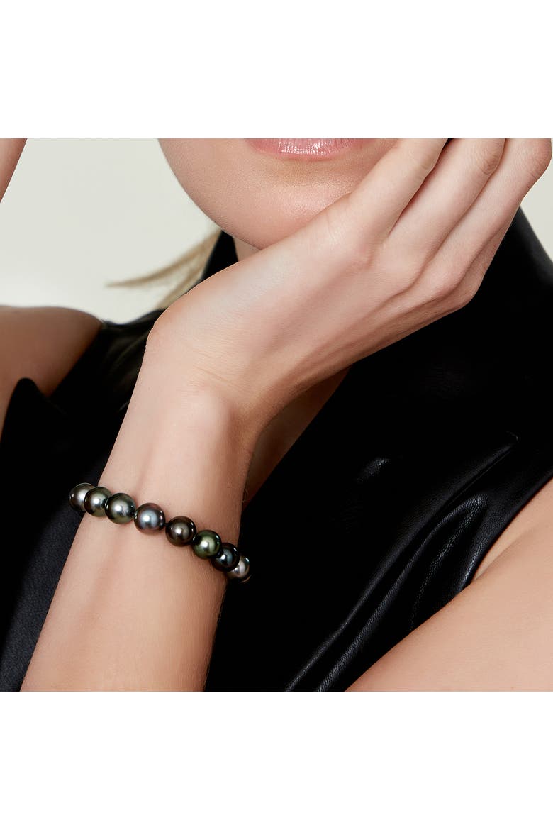 9-10mm Tahitian South Sea Multicolor Pearl Bracelet - Premier AAAA Quality, Alternate, color, White Gold Clasp
