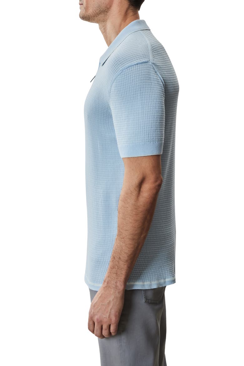 Denton Short Sleeve Zip Organic Cotton Sweater Polo, Alternate, color, PALE BLUE