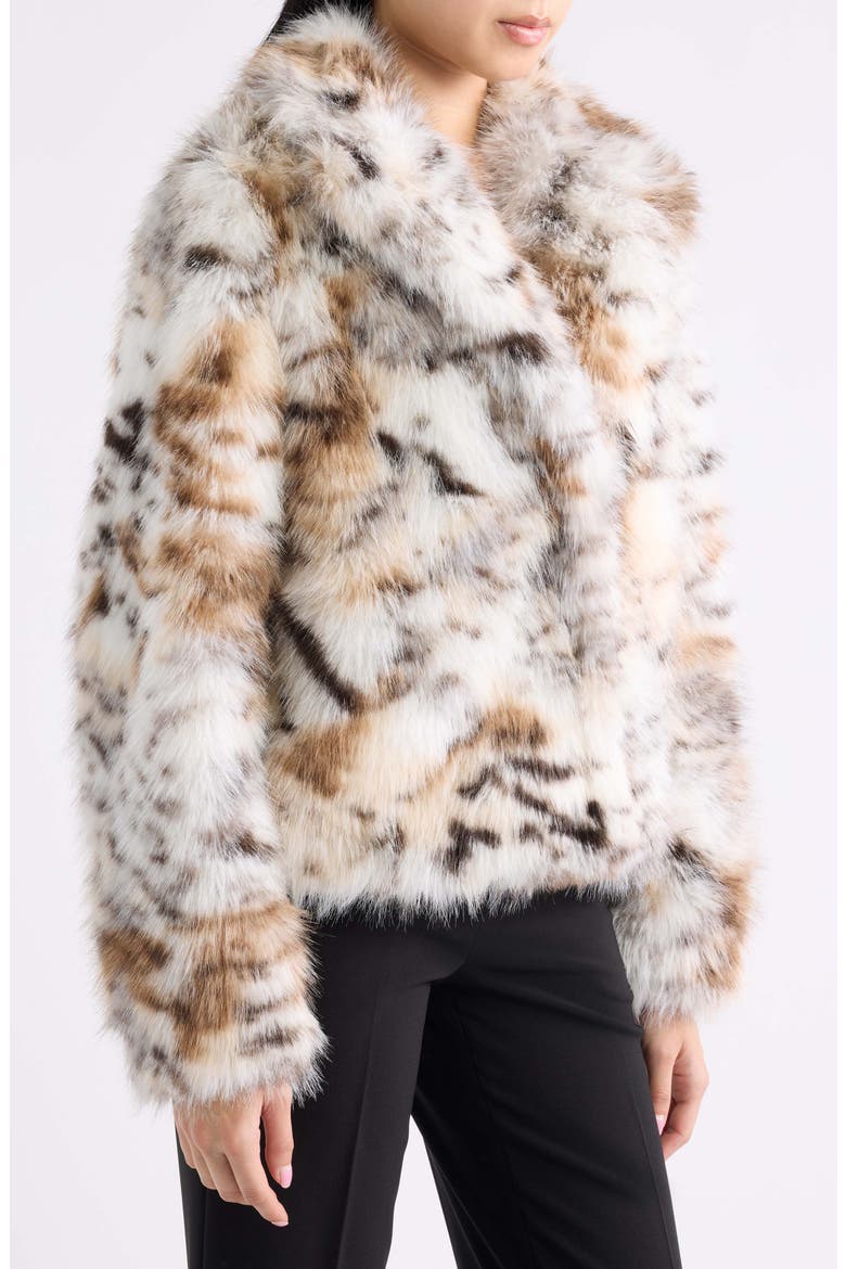 Faux Fur Crop Jacket, Alternate, color, LIGHT COFFEE MULTI