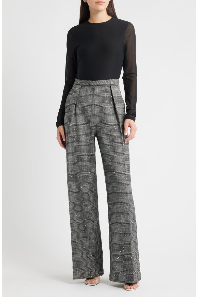 Dante Sequin Long Sleeve Wide Leg Jumpsuit, Main, color, METALLIC PLAID