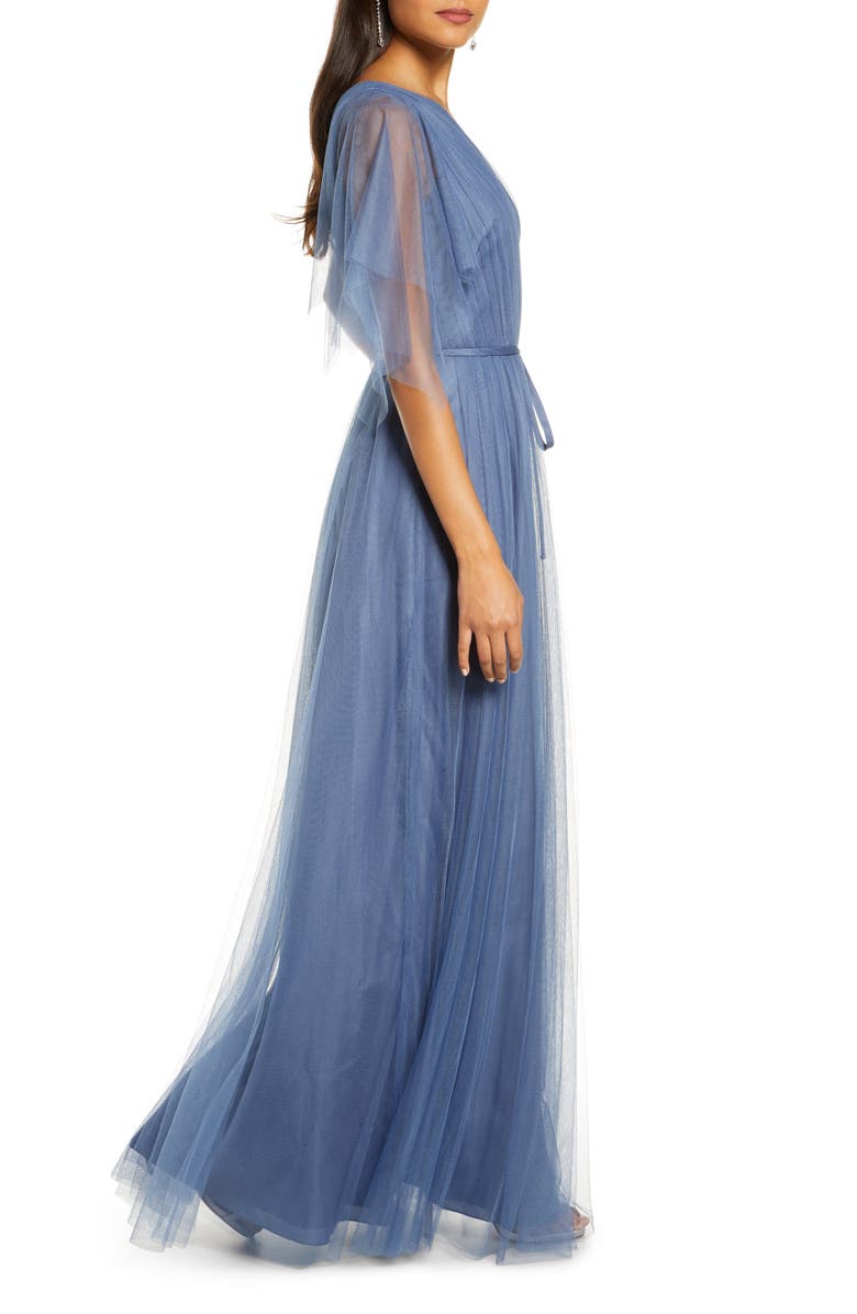 Marchesa Notte One-Shoulder Tulle A-Line Gown, Alternate, color, 