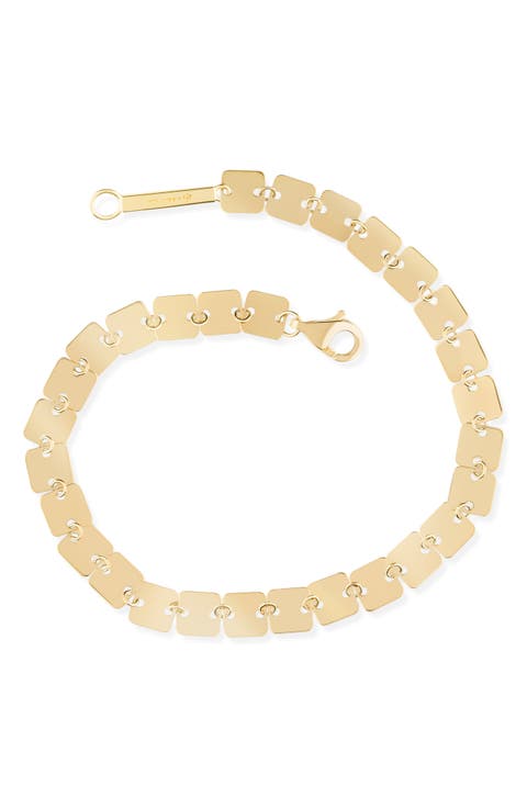 14K Gold Laser Square Chain Bracelet