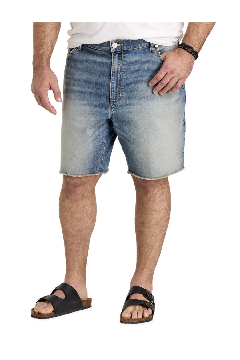 Big & Tall Distressed Denim Shorts, Main, color, DIRTY INDIGO