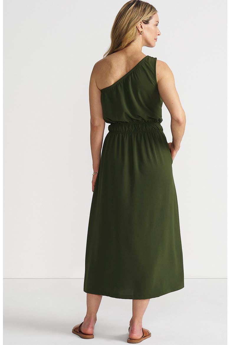 Creaseless One Shoulder Midi Dress, Alternate, color, Dark Cilantro Green