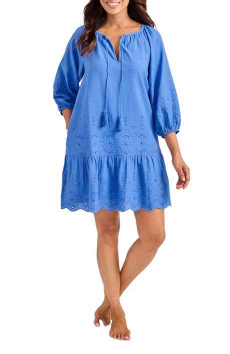 Tommy Bahama Eyelet Cove Embroidered Organic Cotton Cover-Up Dress
