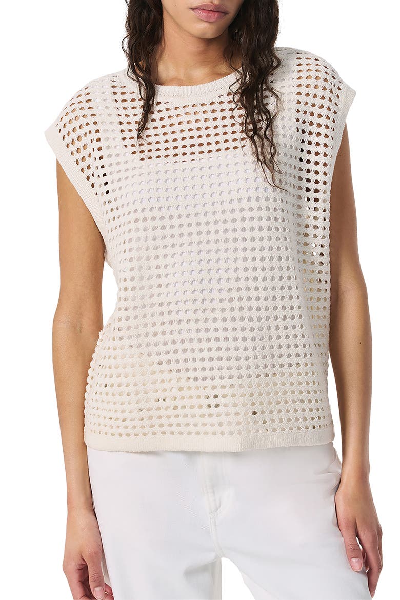Ezra Open Stitch Sweater Vest, Main, color, WHITE