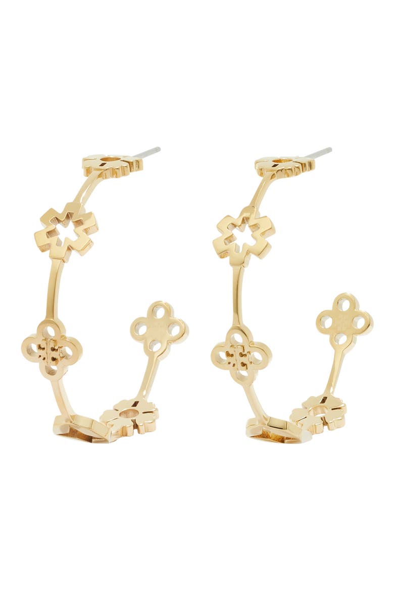Forget Me Not Hoop Earrings, Main, color, TORY GOLD