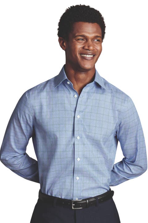 Prince Of Wales Check Non-Iron Twill Slim Fit Shirt Double Cuff