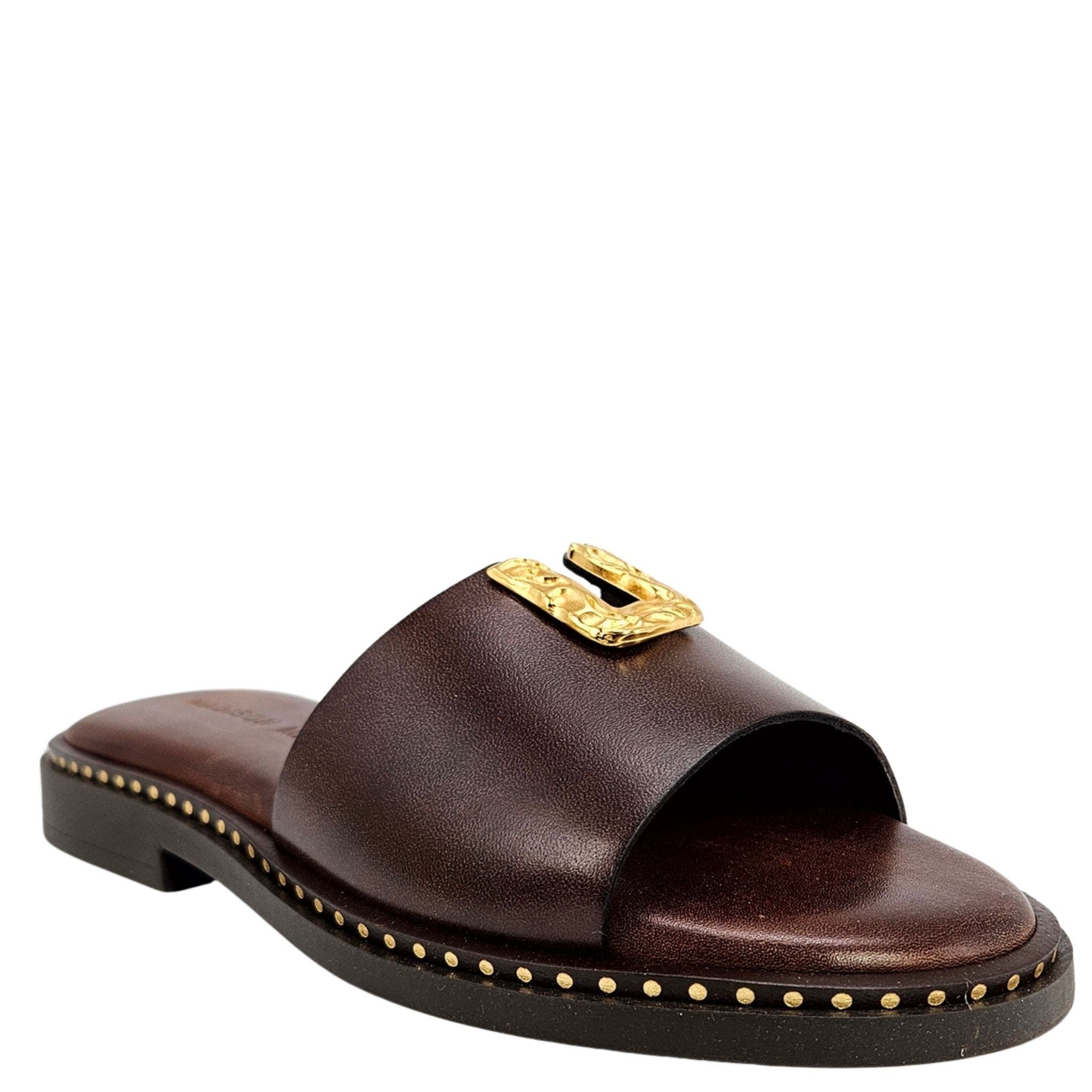Leather Hammered Hardware Sandal - image 4
