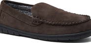 Lands' End Flannel Lined Suede Slip On Moccasin Slippers