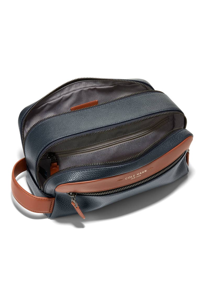 Damon Leather Dopp Kit, Alternate, color, NAVY BLAZER/ NEW BRITISH TAN